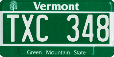 VT license plate TXC348