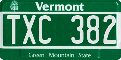 VT license plate TXC382