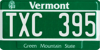VT license plate TXC395