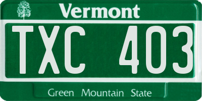 VT license plate TXC403