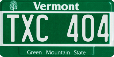 VT license plate TXC404
