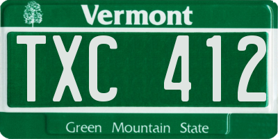 VT license plate TXC412