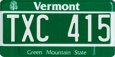 VT license plate TXC415