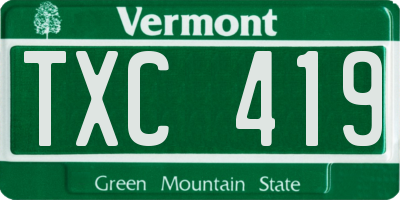 VT license plate TXC419