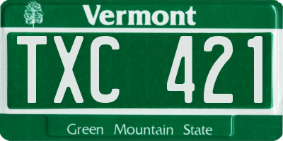 VT license plate TXC421