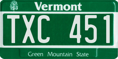 VT license plate TXC451