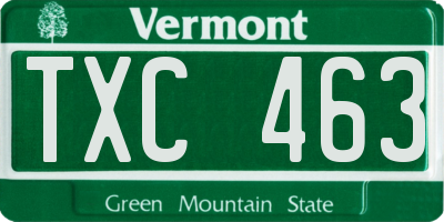 VT license plate TXC463