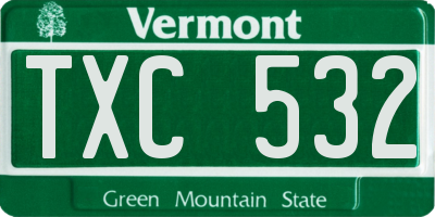 VT license plate TXC532