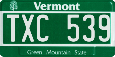 VT license plate TXC539