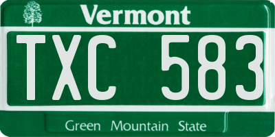VT license plate TXC583