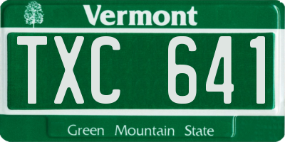 VT license plate TXC641