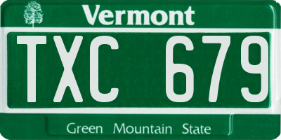VT license plate TXC679