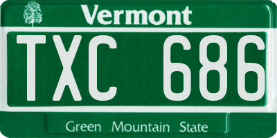 VT license plate TXC686