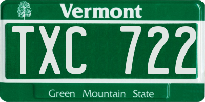 VT license plate TXC722