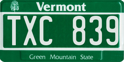 VT license plate TXC839