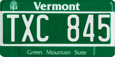 VT license plate TXC845