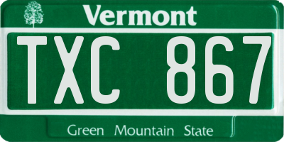 VT license plate TXC867