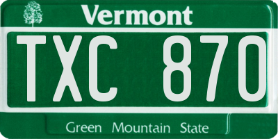 VT license plate TXC870