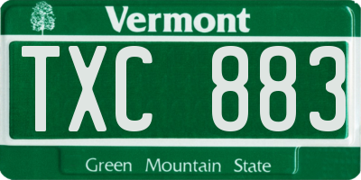 VT license plate TXC883