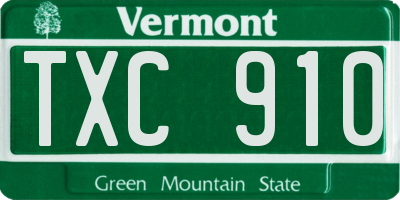 VT license plate TXC910