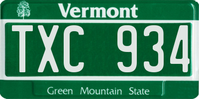VT license plate TXC934