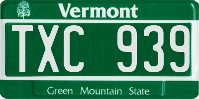 VT license plate TXC939