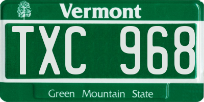 VT license plate TXC968