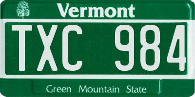 VT license plate TXC984