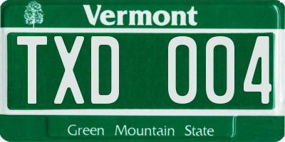 VT license plate TXD004