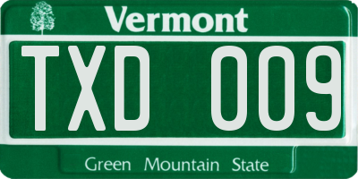 VT license plate TXD009