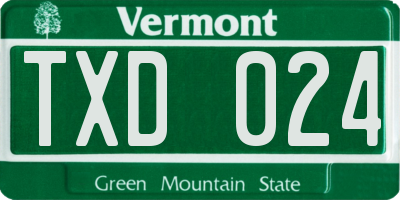 VT license plate TXD024