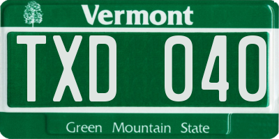 VT license plate TXD040