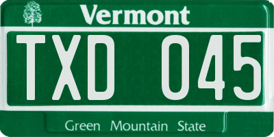VT license plate TXD045