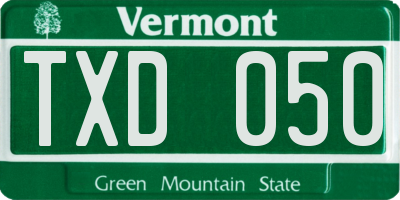 VT license plate TXD050