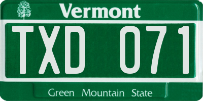 VT license plate TXD071