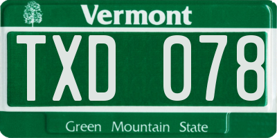 VT license plate TXD078