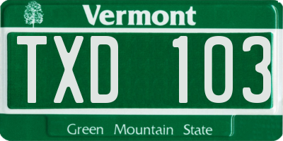 VT license plate TXD103