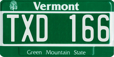 VT license plate TXD166