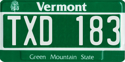 VT license plate TXD183