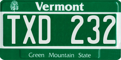 VT license plate TXD232