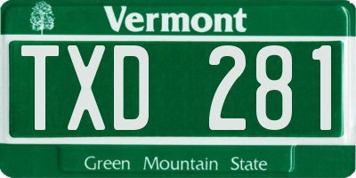 VT license plate TXD281