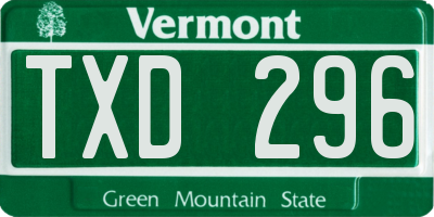 VT license plate TXD296