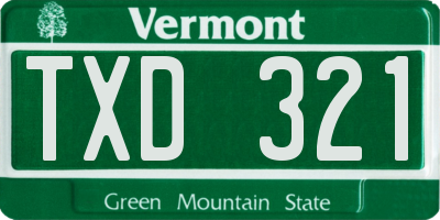 VT license plate TXD321