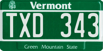 VT license plate TXD343