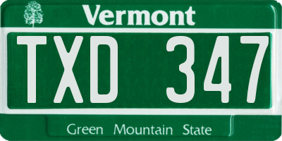 VT license plate TXD347
