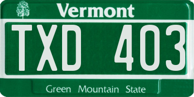 VT license plate TXD403
