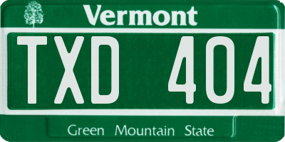 VT license plate TXD404