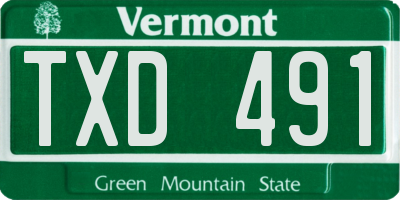 VT license plate TXD491