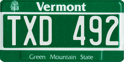 VT license plate TXD492