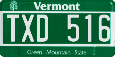 VT license plate TXD516